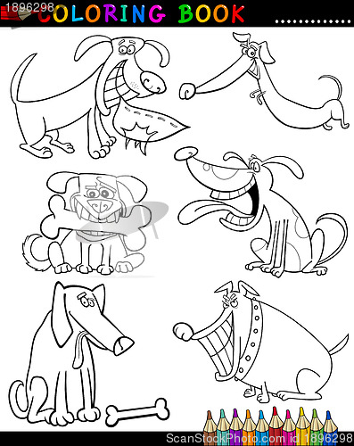 Image of Cartoon Dogs for Coloring Book or Page