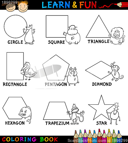 Image of Basic Shapes with Animals for Coloring