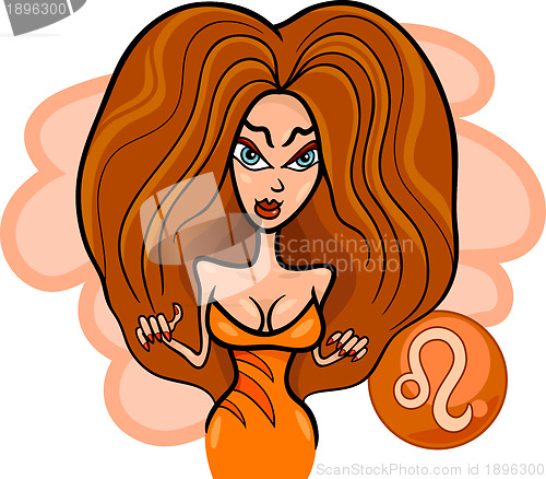 Image of woman cartoon illustration leo sign