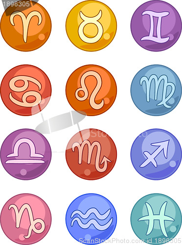 Image of Zodiac horoscope signs icons