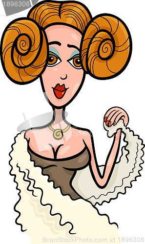 Image of woman cartoon illustration aries sign