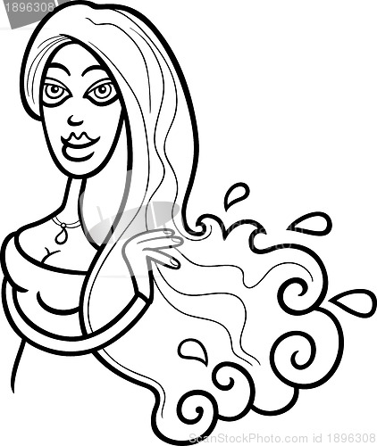 Image of woman aquarius sign for coloring