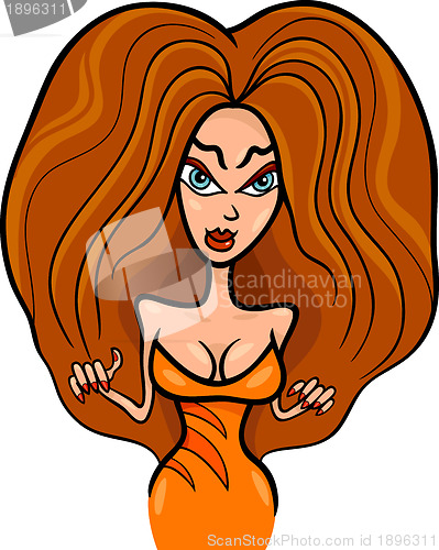 Image of woman cartoon illustration leo sign