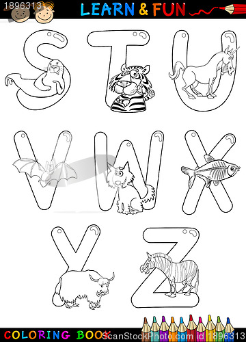 Image of Cartoon Alphabet with Animals for coloring