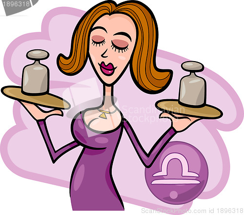 Image of woman cartoon illustration libra sign