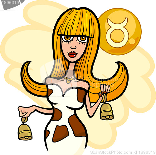 Image of woman cartoon illustration taurus sign