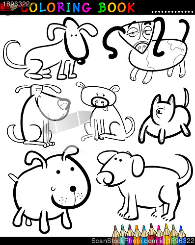 Image of Cartoon Dogs for Coloring Book or Page