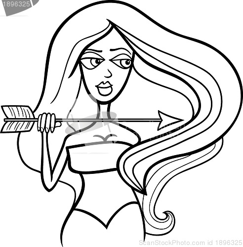 Image of woman sagittarius sign for coloring