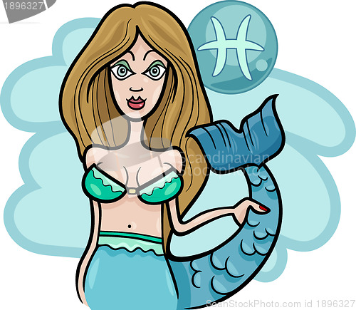 Image of woman cartoon illustration pisces sign