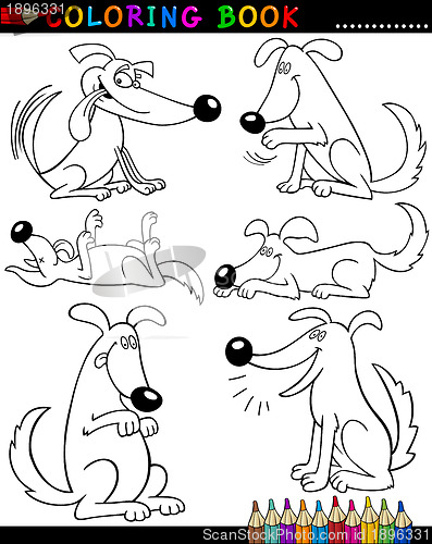 Image of Cartoon Dogs for Coloring Book or Page