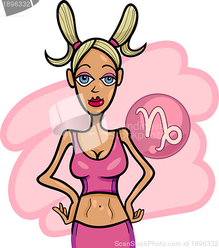 Image of woman cartoon illustration capricorn sign