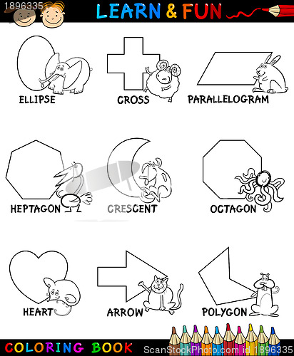 Image of Basic Shapes with Animals for Coloring