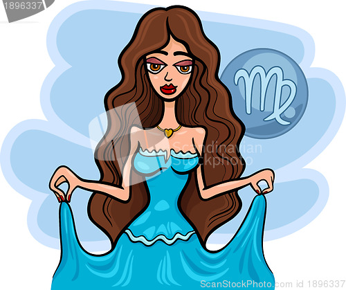 Image of woman cartoon illustration virgo sign