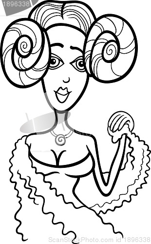 Image of woman aries sign for coloring