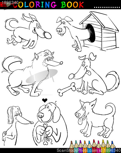 Image of Cartoon Dogs for Coloring Book or Page