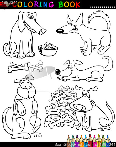 Image of Cartoon Dogs for Coloring Book or Page