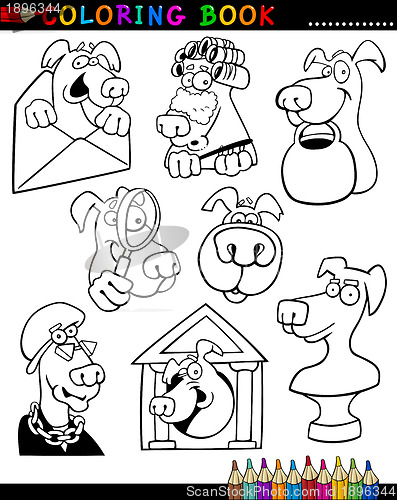 Image of Cartoon Dogs for Coloring Book or Page