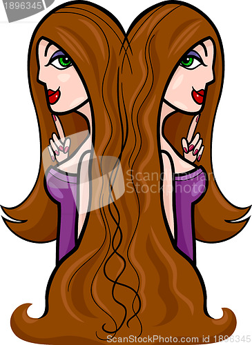 Image of women cartoon illustration gemini sign