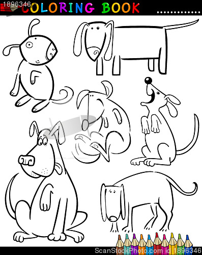 Image of Cartoon Dogs for Coloring Book or Page