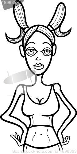 Image of woman capricorn sign for coloring