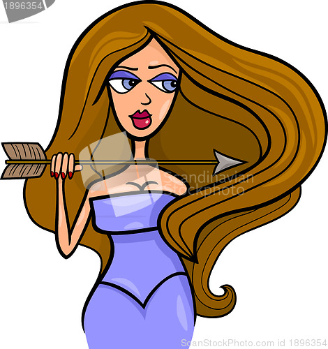 Image of woman cartoon illustration sagittarius sign