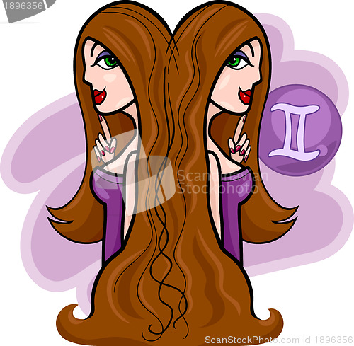 Image of women cartoon illustration gemini sign