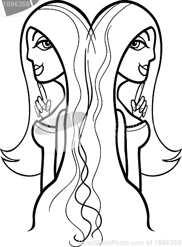 Image of woman gemini sign for coloring