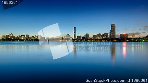 Image of Boston back bay skyline seen at dawn