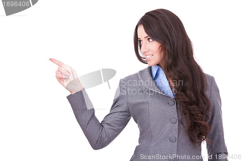 Image of Pointing and looking to the side