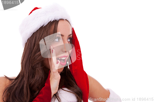 Image of surprised santa woman