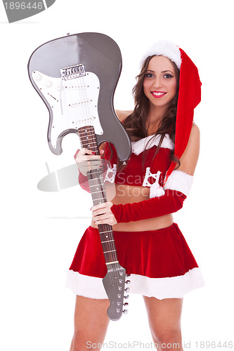 Image of sexy santa holding an electric guitar