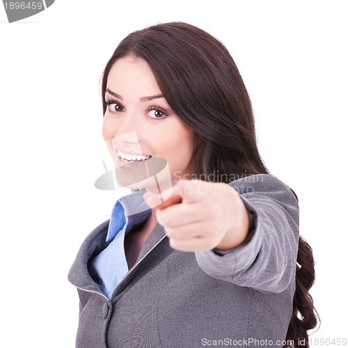 Image of business woman pointing her finger 
