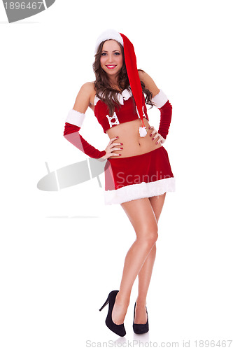 Image of full length portrait of a sexy santa 