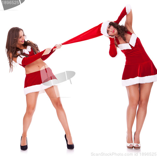 Image of playful santa women