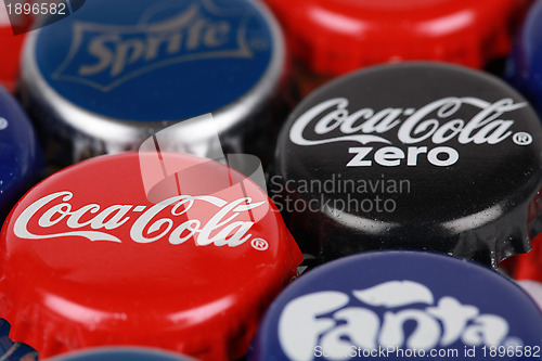 Image of Bottle caps of Coca-Cola products