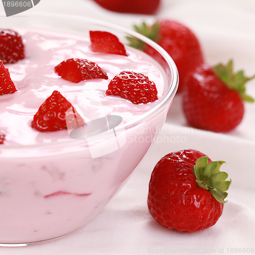 Image of Fresh Yogurt with strawberries