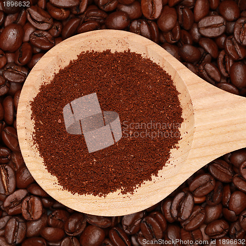 Image of Coffee on a wooden spoon