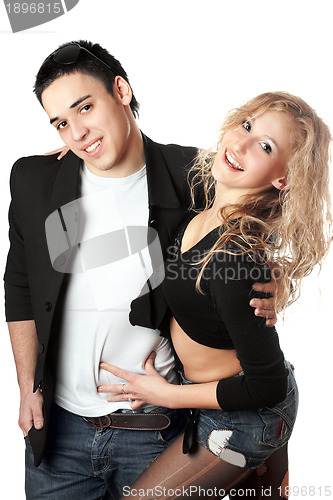 Image of Portrait of cheerful young couple