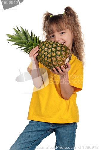 Image of Little girl with pineapple