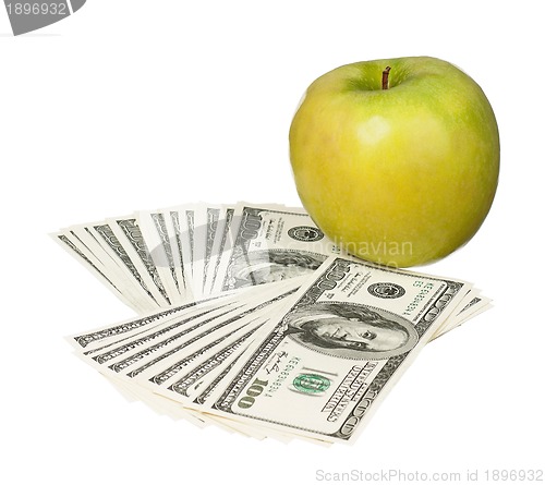 Image of Dollars and apple