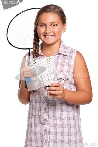 Image of Girl playing badminton