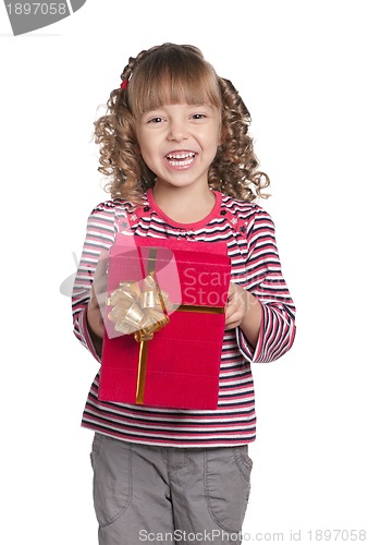 Image of Little girl with gift box