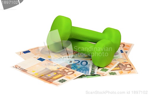 Image of Euro and dumbbells