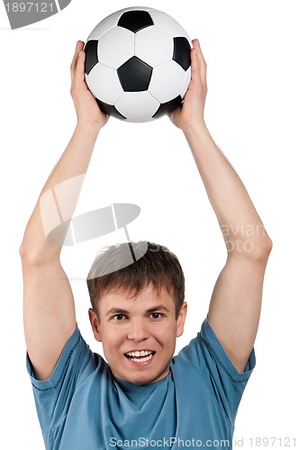 Image of Man with classic soccer ball