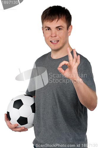 Image of Man with classic soccer ball