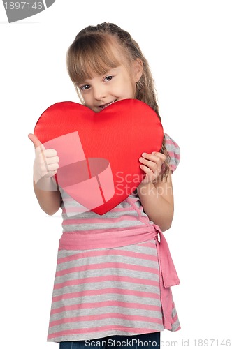 Image of Little girl with red heart