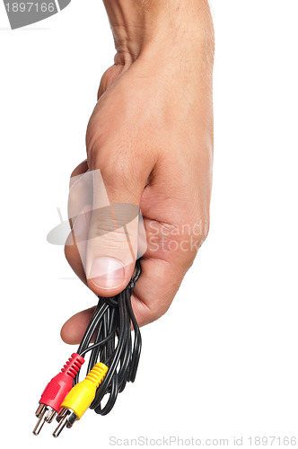 Image of Hand with cable connectors