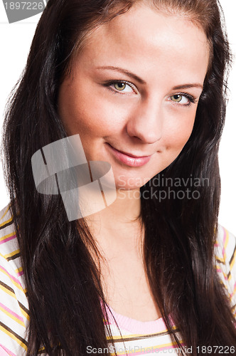 Image of Portrait of the young woman, it is isolated on white