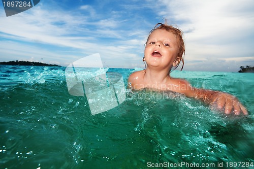 Image of Two year old kid swimming