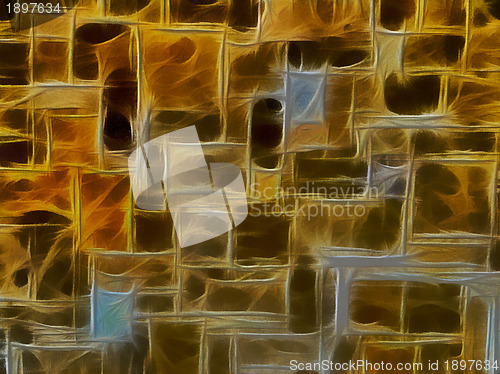 Image of 3D Golden Brown Stone Wall Background